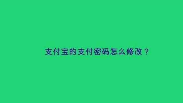 支付宝的支付密码怎么修改?