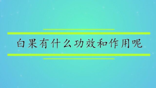 白果有什么功效和作用呢