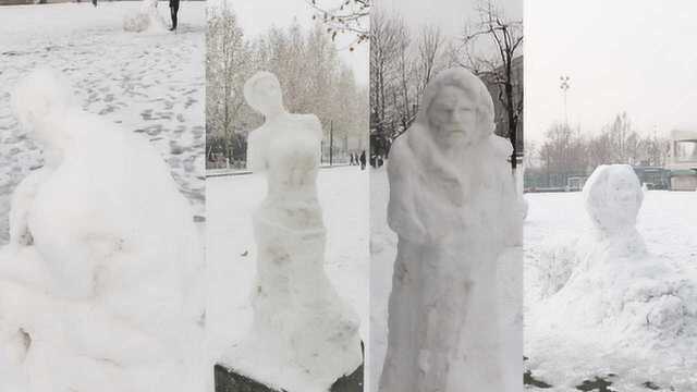 河北高校一夜冒出上千雪人,成名雕塑展馆