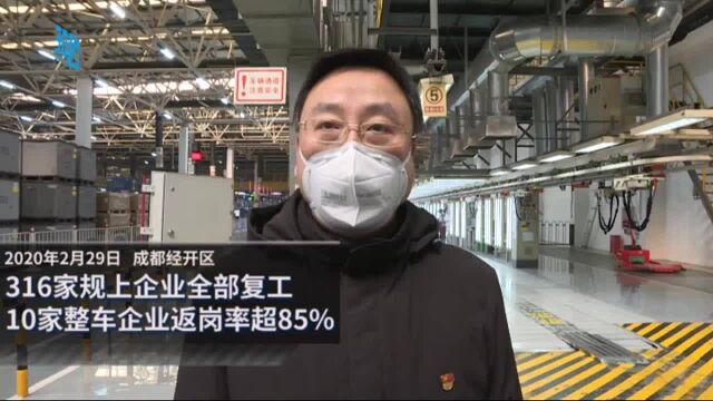 30秒丨成都经开区316家规上企业全部复工 10家整车企业在岗员工1.7万余人