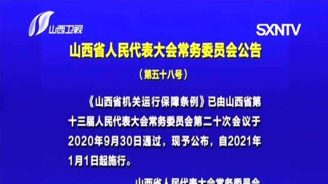 山西省人民代表大会常务委员会公告(第五十八号)