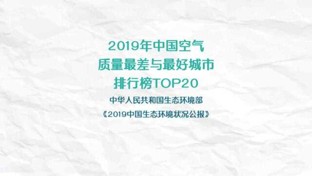 2019年中国空气质量最差与最好城市排行榜TOP20