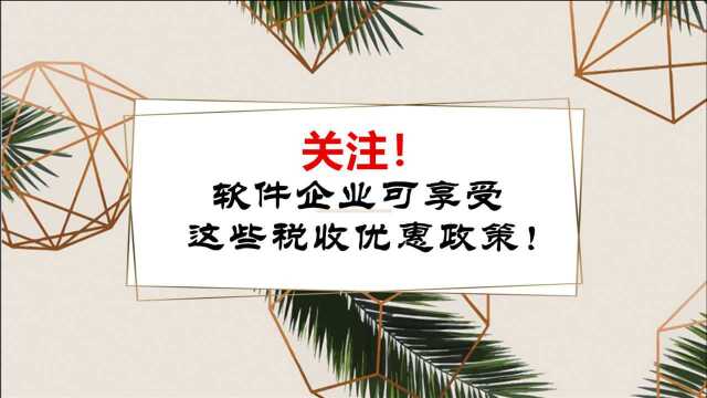 关注丨软件企业可享受这些税收优惠政策!