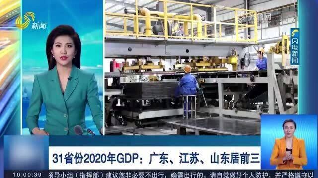 31省份2020年GDP数据全部出炉!广东、江苏、山东居全国前三