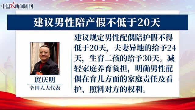 全国人大代表庹庆明:建议男性陪产假不低于20天