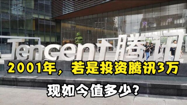 2001年,若是投资腾讯3万,现如今值多少?网友:不用奋斗了