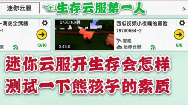 迷你世界鉴赏家开了一个生存云服,测试一下迷你世界熊孩子的素质