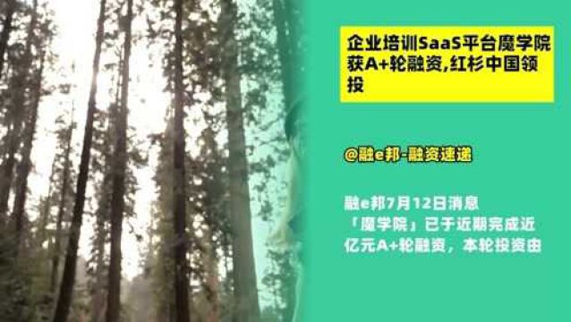 融e邦:企业培训SaaS平台魔学院获A+轮融资,红杉中国领投