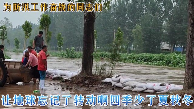 暴雨后:河南新乡延津县大河水蔓延村庄,河道冲垮农田工厂一片狼藉,救援工作持续抢险