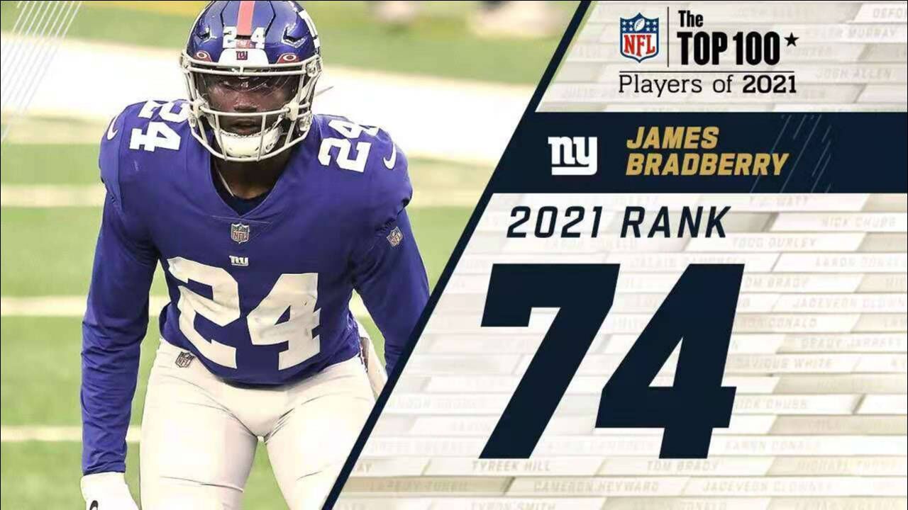 NFL2021年百大球星第74位:纽约巨人角卫詹姆斯布拉德贝里