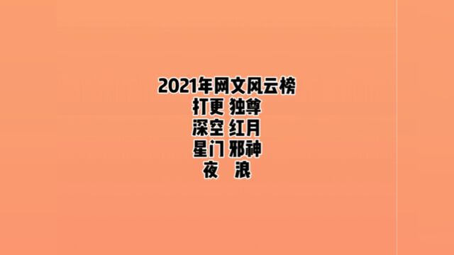 2021年网文风云榜#小说推荐#网络小说