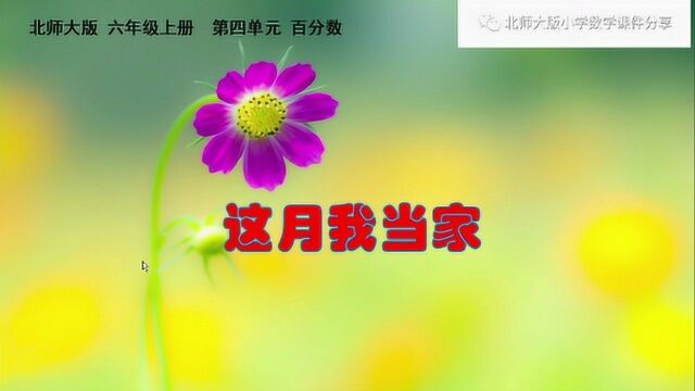 北师大版小学数学六年级上册《这月我当家》课件预览