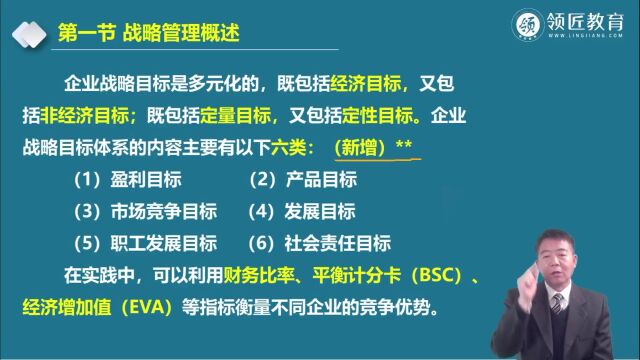 【领匠教育】韩新宽高级会计师考点:战略目标