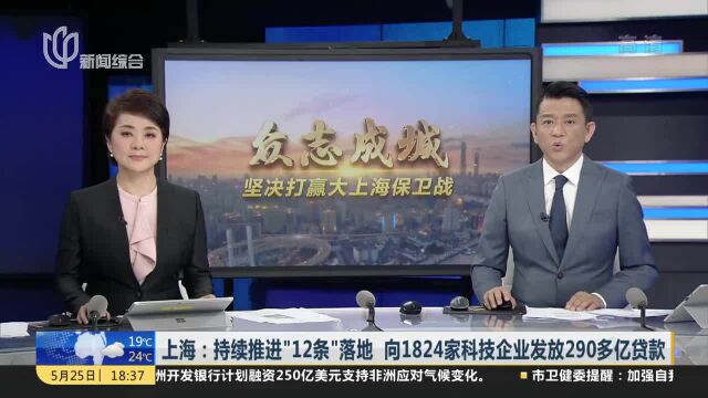 上海:持续推进“12条”落地 向1824家科技企业发放290多亿贷款