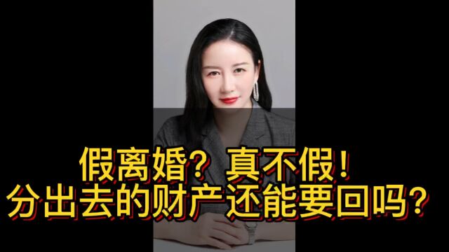 第13集 ︳假离婚?真不假!分出去的财产还能要回吗?