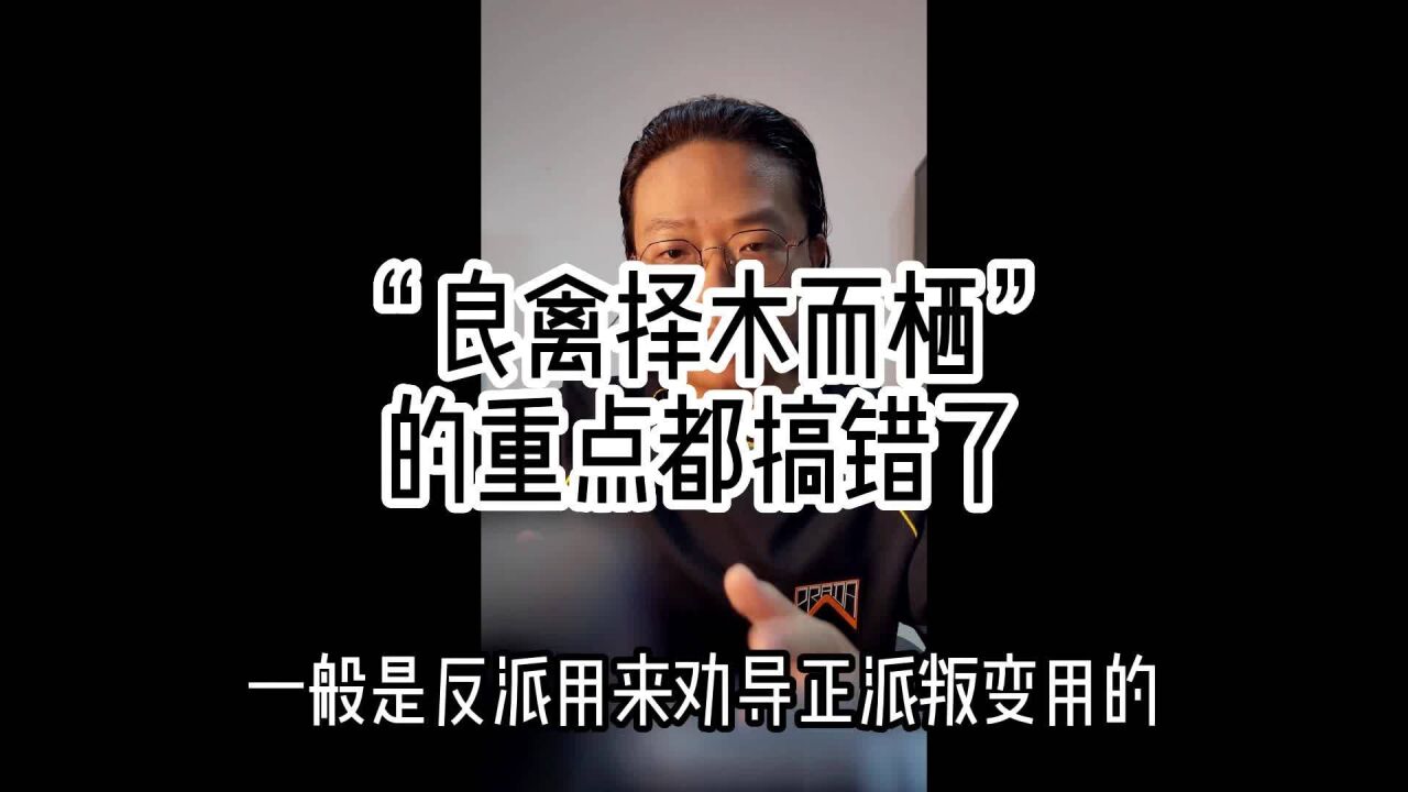 “良禽择木而栖”的重点都搞错了