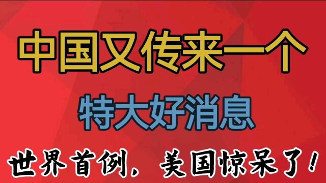 最新消息,中国又传来一个特大好消息,世界首例,连美国都惊呆了!