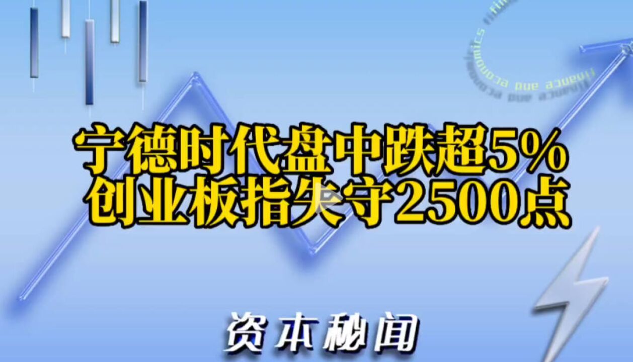 宁德时代盘中跌超5% 创业板指一度失守2500点