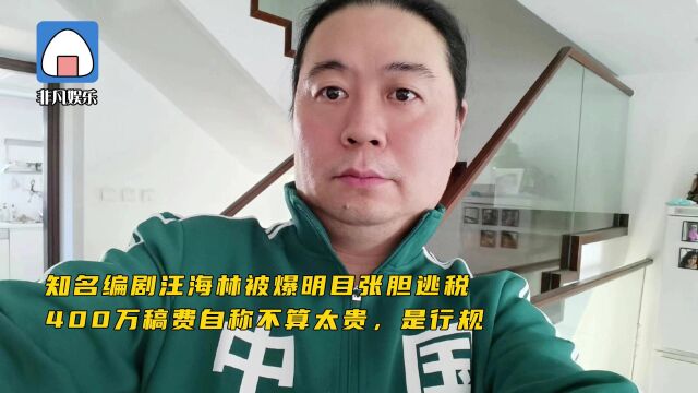 又现税务咖!知名编剧汪海林400万稿费被曝逃税,自称这是行规