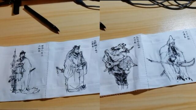 男子在卫生纸上画10多个水浒人物:耗费近2小时,计划108将全画完