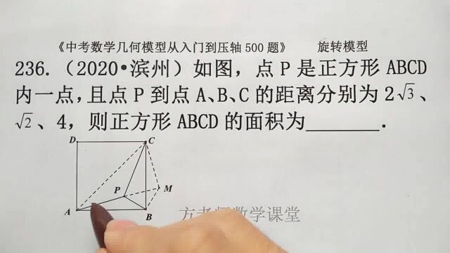 初中数学:怎么求正方形ABCD的面积?旋转模型辅助线,滨州中考