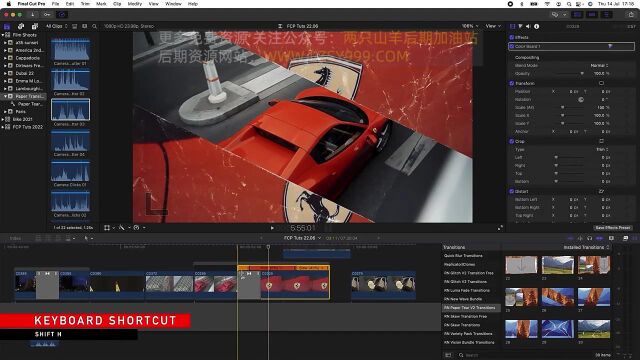 FCPX插件30组纸张撕裂视频转场过渡预设+音效 RN Paper Tear Transitions V2