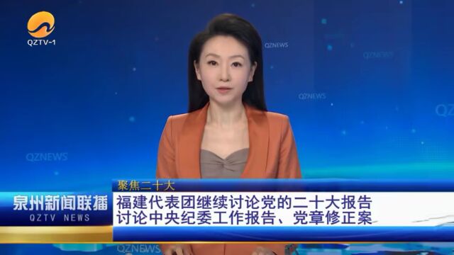 福建代表团继续讨论党的二十大报告 讨论中央纪委工作报告、党章修正案