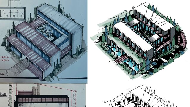 清华22初某大学城区青年旅社建筑设计20220925高 #筑岸 #筑岸设计 #建筑考研 #建筑快题 #设计手绘 #清华建筑快题 #清华建筑考研