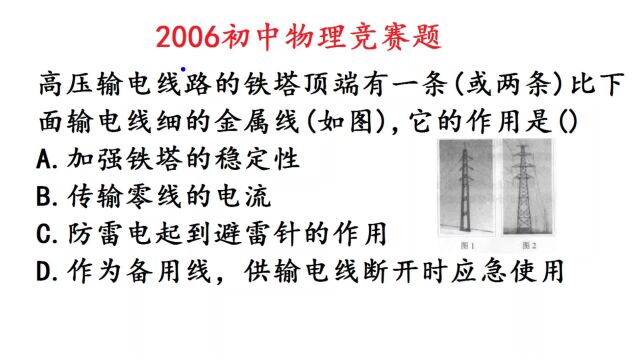 2006年初中物理竞赛题,铁塔上的线什么作用?