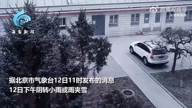 新年初雪!北京怀柔、延庆等区开始飘雪 下午转小雨或雨夹雪