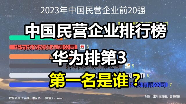 2023年,中国民营企业20强公布:比亚迪第20,华为第3,第1是谁?