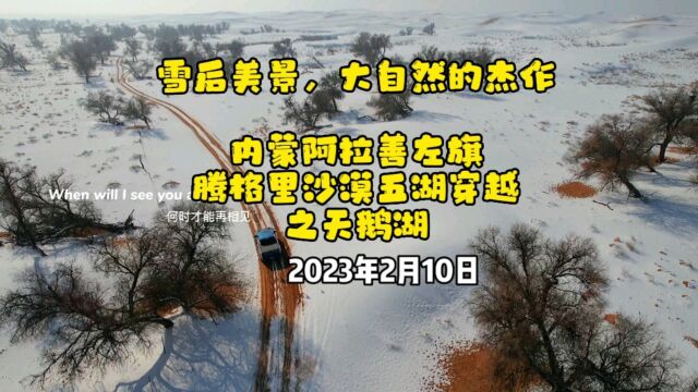 可遇不可求|雪景腾格里沙漠五湖穿越天鹅湖