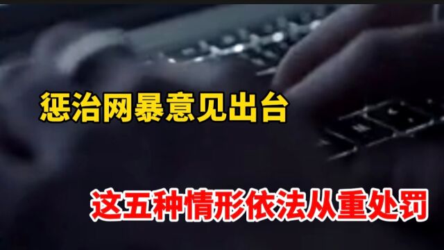 惩治网络暴力意见出台 这五种情形依法从重处罚!