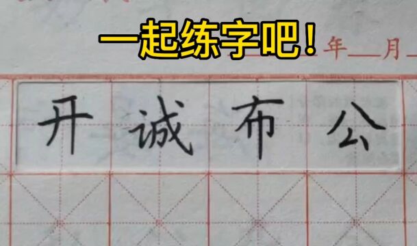 第35集 一起练字吧!中性笔楷书,成语“开诚布公”