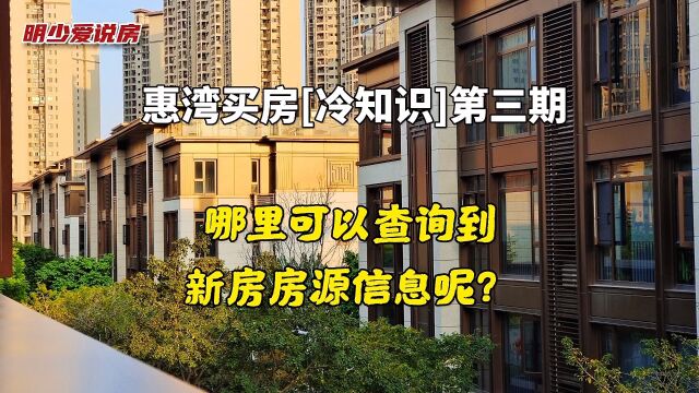 惠湾买房冷知识第三期:哪里可以查询到新房房源信息?