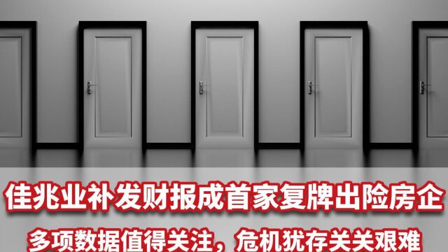 佳兆业补发财报成首家复牌出险房企,多项数据值得关注,危机犹存