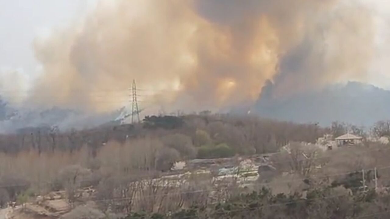 辽阳龙鼎山发生山火,火势凶猛浓烟遮天蔽日,消防紧急出警扑救