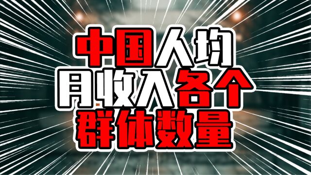 中国人均月收入各个群体数量,月入过万近千万人,可超98%的人