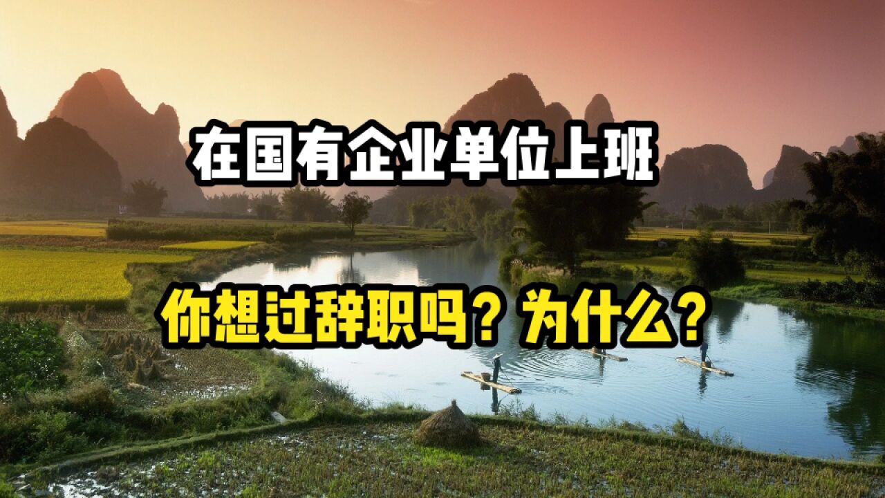 在国有企业,你想过辞职吗?为什么?