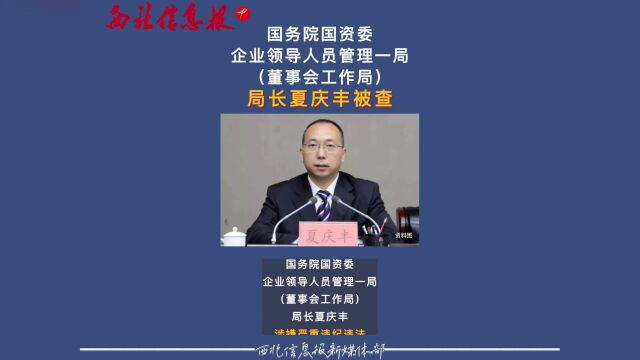 国务院国资委企业领导人员管理一局(董事会工作局)局长夏庆丰被查