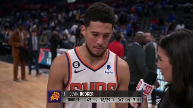 布克谈45分：杜兰特和保罗吸引走了太多防守注意力