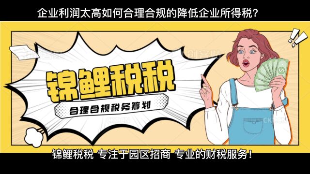 企业利润太高如何合理合规的降低企业所得税?