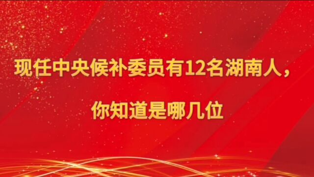 现任中央候补委员有12名湖南人,你知道是哪几位吗?