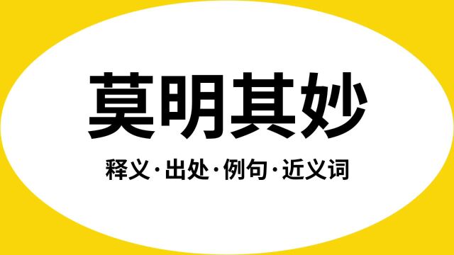 “莫明其妙”是什么意思?