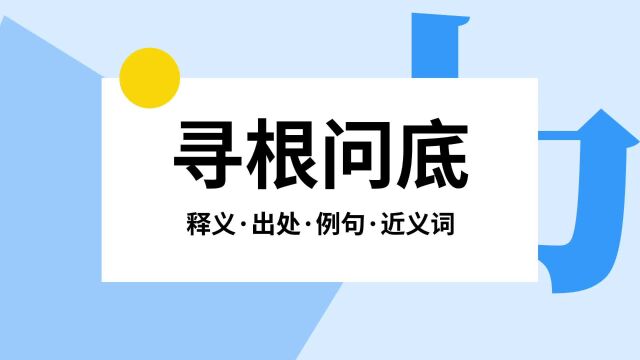 “寻根问底”是什么意思?