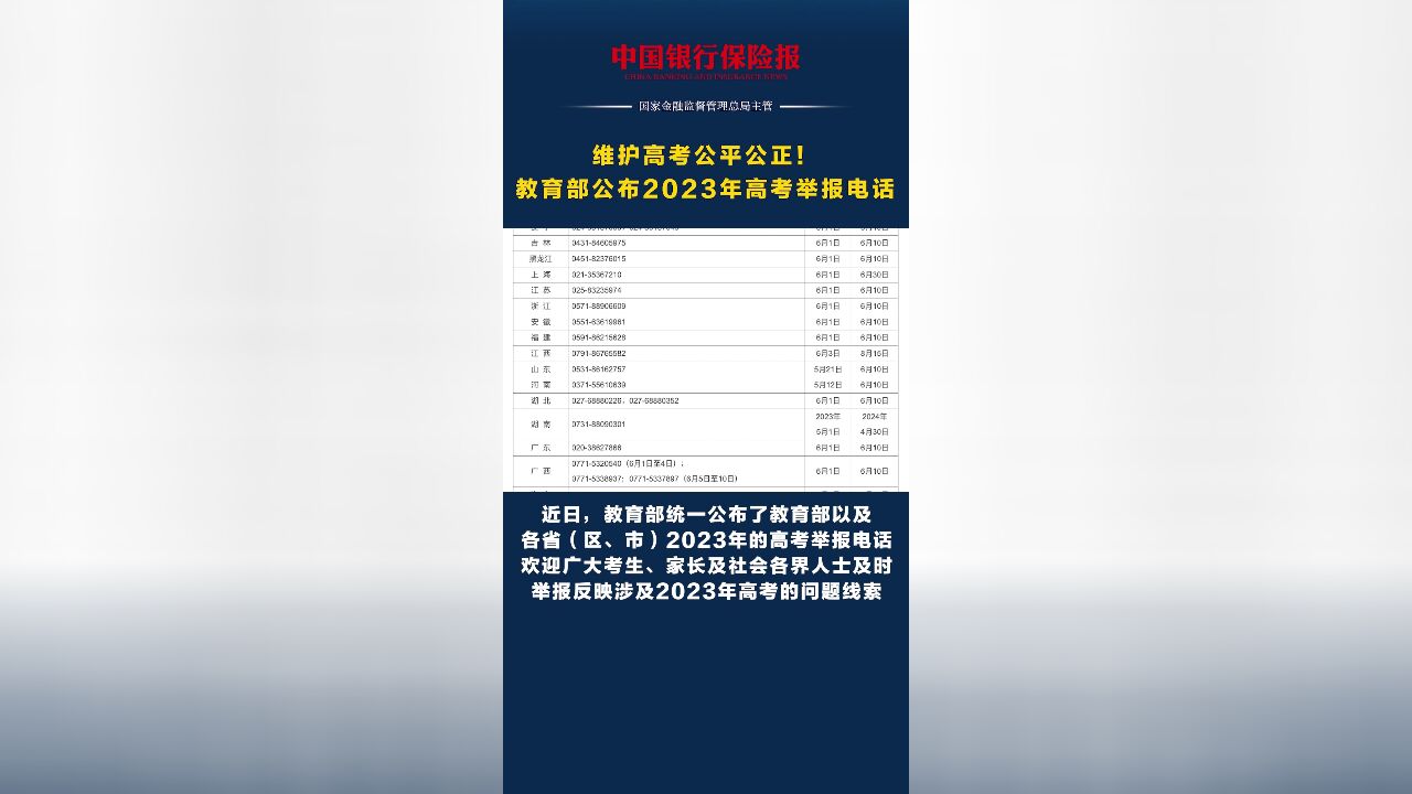 维护高考公平公正!教育部公布2023年高考举报电话
