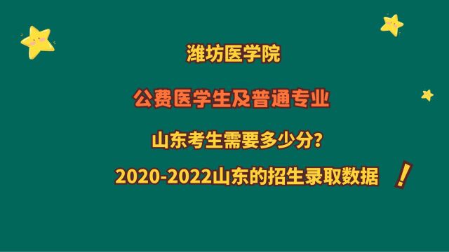 潍坊医学院,公费医学生及普通专业,山东考生需要多少分?省排名