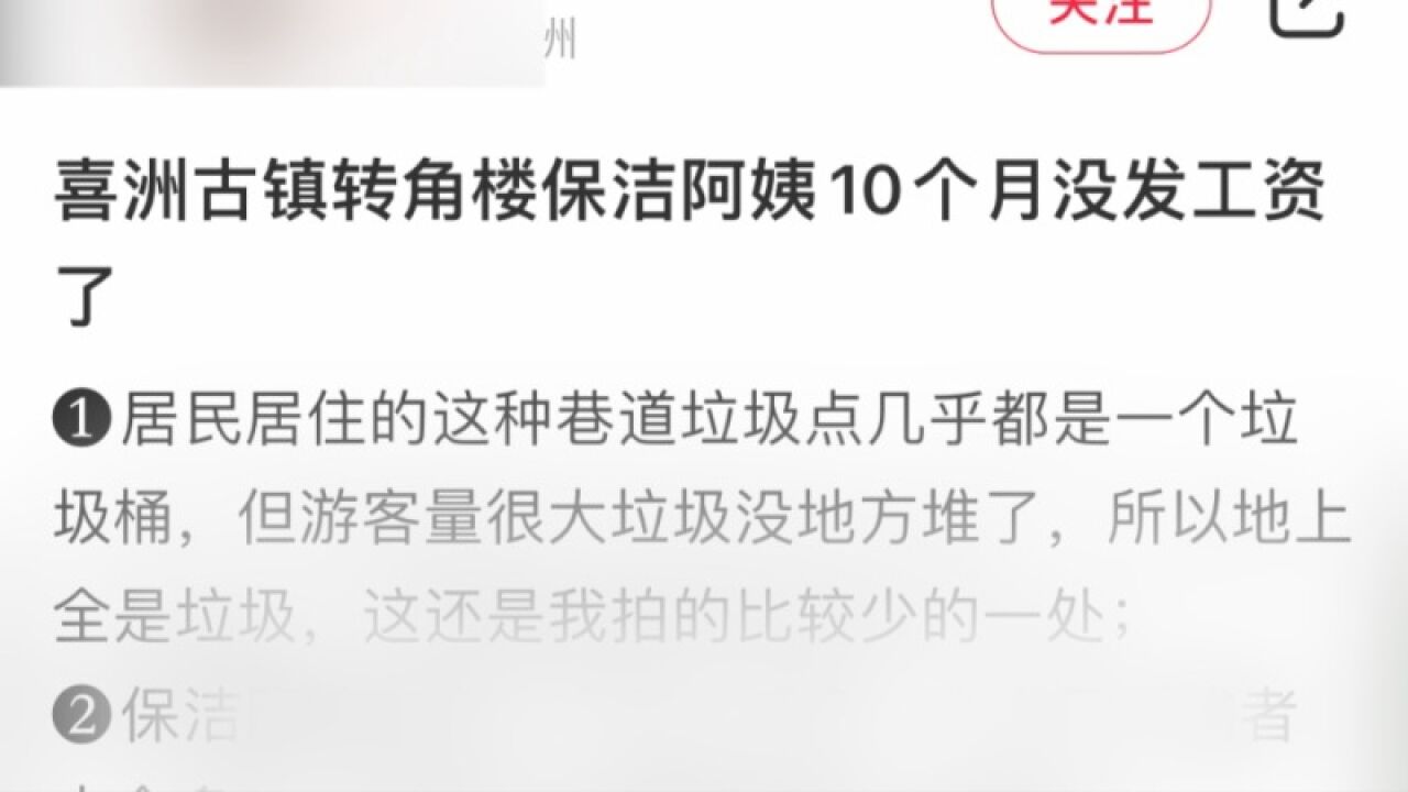 大理喜洲镇环卫工被拖欠多个月工资,镇政府:确实拖欠几个月,目前等待银行贷款