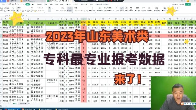 2023年山东美术类,专科最专业报考数据来了!包括23年计划等等!