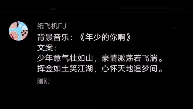 少年意气壮如山,豪情激荡若飞湍.挥金如土笑江湖,心怀天地追梦间.